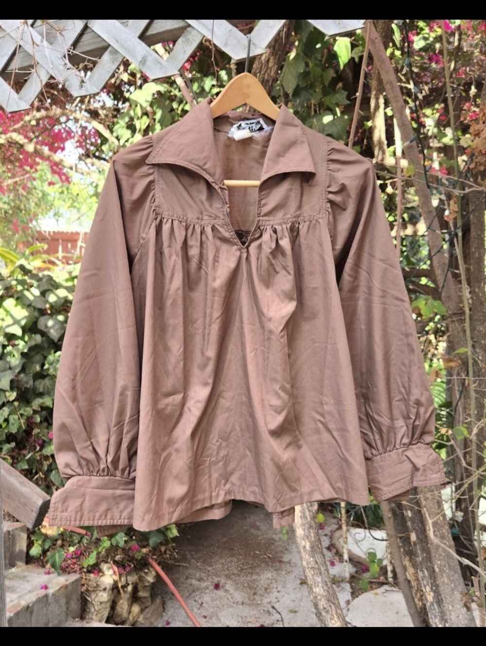 Vintage 70s Bohemian Tent Sack Poet Blouse S M